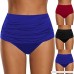 yijiamaoyiyouxia swimwear Swimsuit Women's Solid High Waisted Swim Bottom Lady Ruched Bikini Swimsuit Briefs Plus Size Blue B07N2Z268N